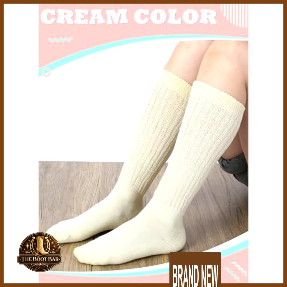 Knee High Slouch Socks Vintage 80s 90s Retro Scrunch Stacked Boot Socks - Picture 4 of 7